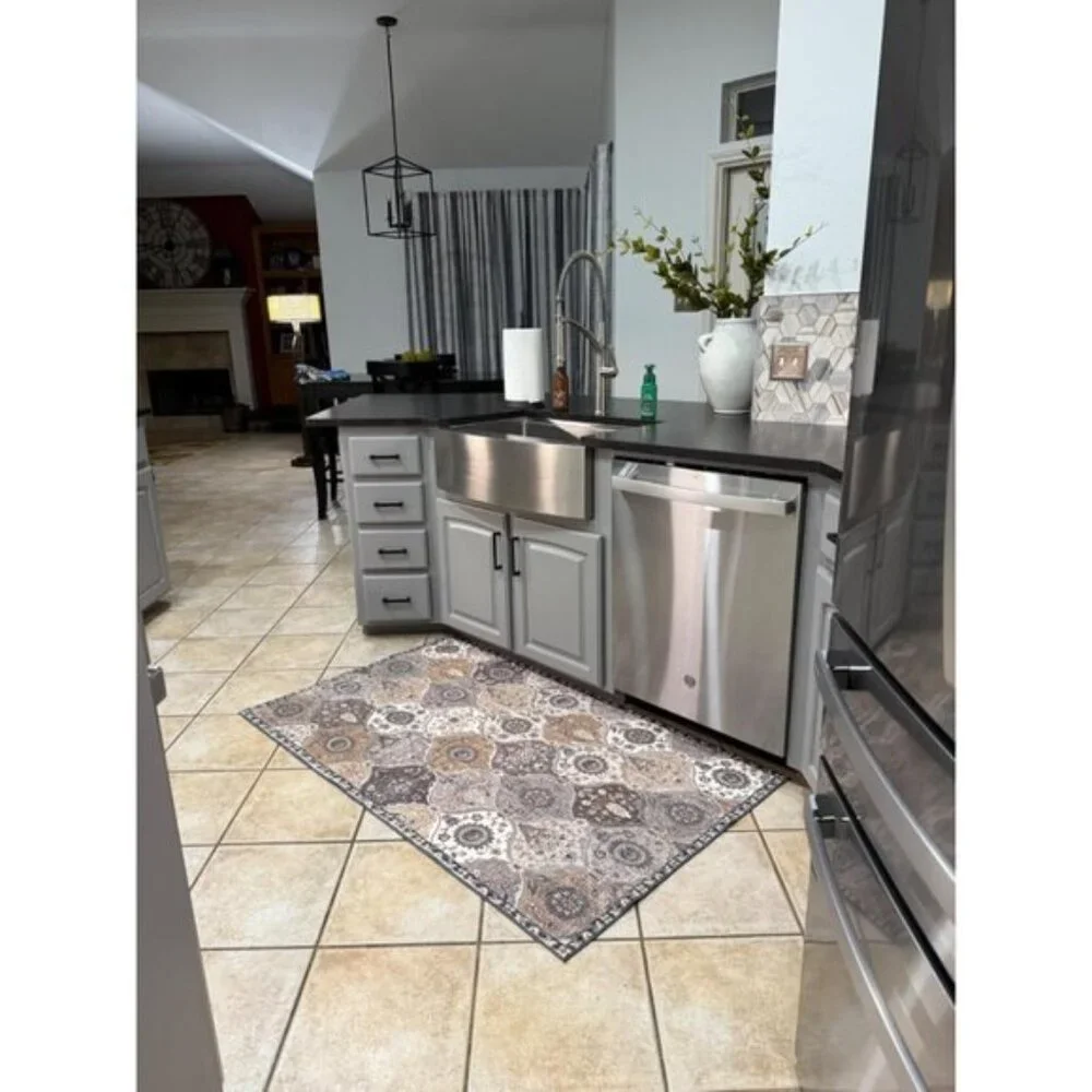New 3x5 Moroccan Trellis Washable Rug Non-Slip Carpet for Home, Room & Entryway